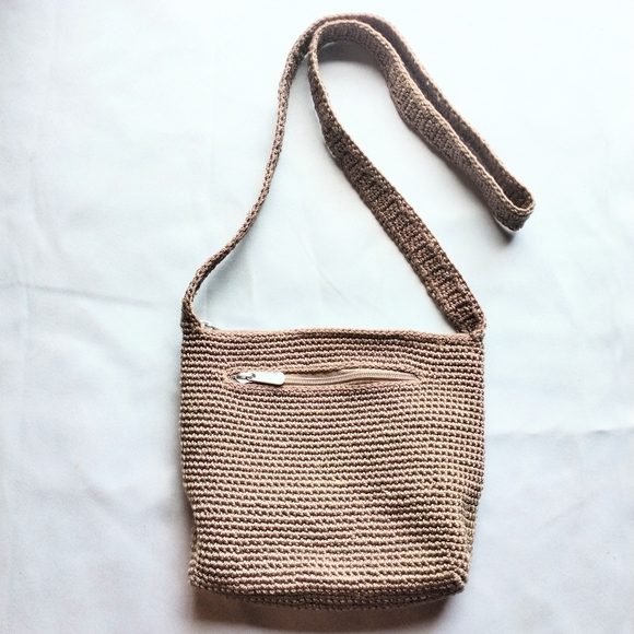 The Sak Crochet Craze Knit Tan Cross body Bag - Picture 11 of 11